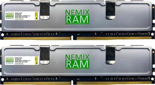 Main image of NEMIX RAM Silverline PC Gaming Memory 64GB (2X32GB) DDR4 2666MHZ PC4-21300 CL19 Non-ECC Unbuffered UDIMM KIT
