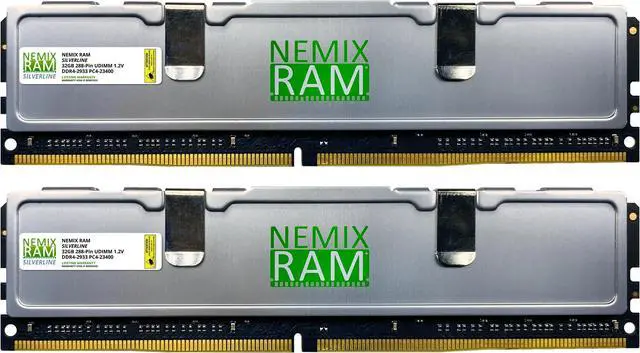 Main image of NEMIX RAM Silverline PC Gaming Memory 64GB (2X32GB) DDR4 2933MHZ PC4-23400 CL21 Non-ECC Unbuffered UDIMM KIT