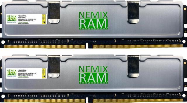 Main image of NEMIX RAM Silverline PC Gaming Memory 32GB (2X16GB) DDR4 3200MHZ PC4-25600 CL22 Non-ECC Unbuffered UDIMM KIT