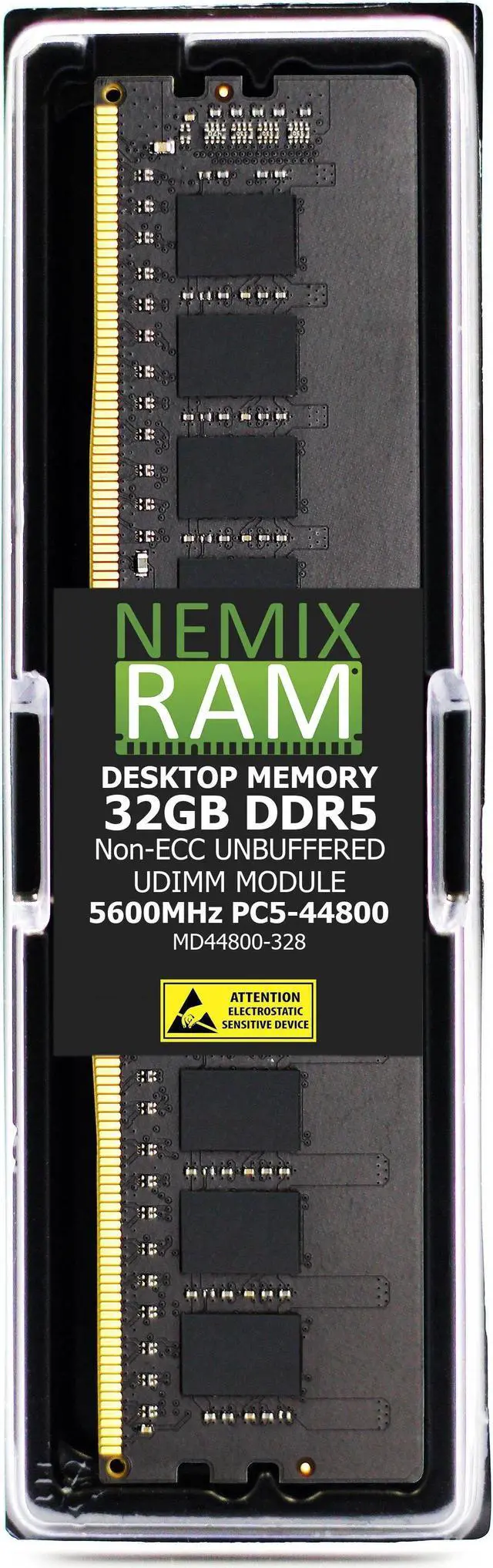 Main image of NEMIX RAM 32GB (1X32GB) DDR5 5600MHZ PC5-44800 2Rx8 1.1V CL46 288-PIN Non-ECC Unbuffered UDIMM Desktop PC Memory Compatible with Kingston KVR56U46BD8-32