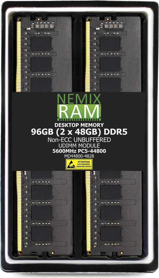 Main image of NEMIX RAM 96GB (2X48GB) DDR5 5600MHZ PC5-44800 2Rx8 1.1V CL46 288-PIN Non-ECC Unbuffered UDIMM  Desktop PC Memory KIT Compatible with MSI B760 Gaming Plus WiFi Gaming Motherboard