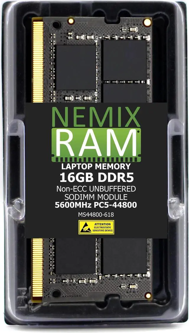 Main image of NEMIX RAM 16GB (1X16GB) DDR5 5600MHZ PC5-44800 1Rx8 1.1V CL46 262-PIN Non-ECC Unbuffered SODIMM Laptop Memory Compatible with Kingston KVR56S46BS8-16