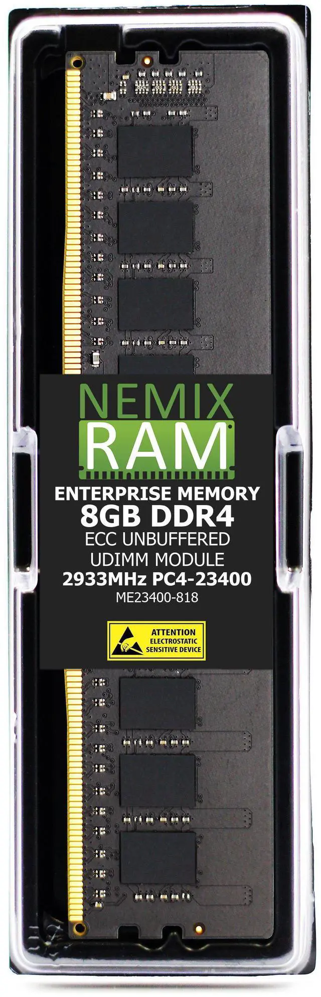Main image of 8GB DDR4 2933MHz PC4-23400 1Rx8 1.2V CL21 288-PIN ECC Unbuffered UDIMM NEMIX RAM Memory Compatible with Supermicro X12SCZ-F / X12SCZ-TLN4F Motherboards - DDR4 2933MHz PC4-23400 ECC