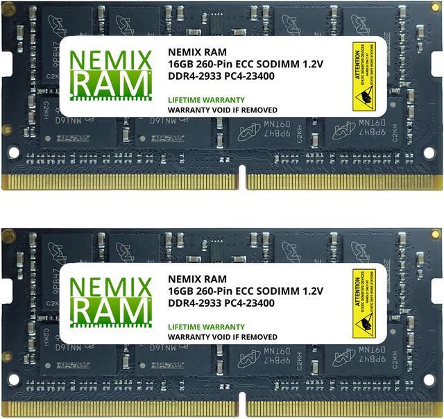 32GB Kit 2 x 16GB DDR4-2933 PC4-23400 ECC Sodimm 2Rx8 Memory by Nemix Ram