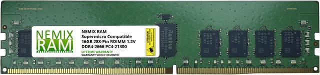 16GB DDR4-2666 PC4-21300 RDIMM 1Rx4 Memory for Supermicro H11DSi AMD EPYC  by Nemix Ram