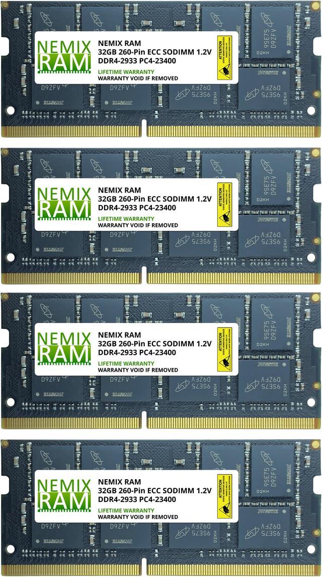 128GB Kit 4 x 32GB DDR4-2933 PC4-23400 ECC Sodimm 2Rx8 Memory by Nemix Ram