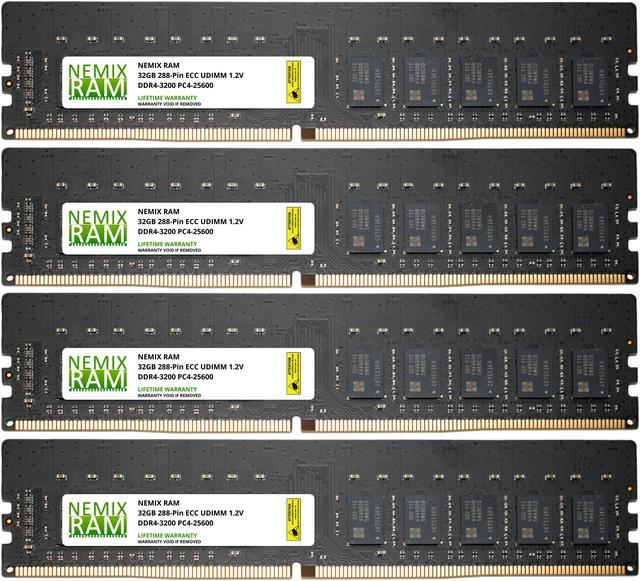 NEMIX RAM 128GB 4x32GB DDR4-3200 PC4-25600 2Rx8 ECC Unbuffered Memory