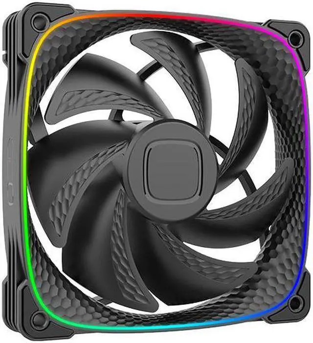 Alt view image 7 of 7 - Geometric Future Squama 2503 RGB PWM Fan - Black - 120mm - 3 pack  Performance & Silent Balance - Dual Lighting Loop - Motherboard SYNC with 5V 3pin - 4pin PWM - with controller - ( GEO-S2503B-3)
