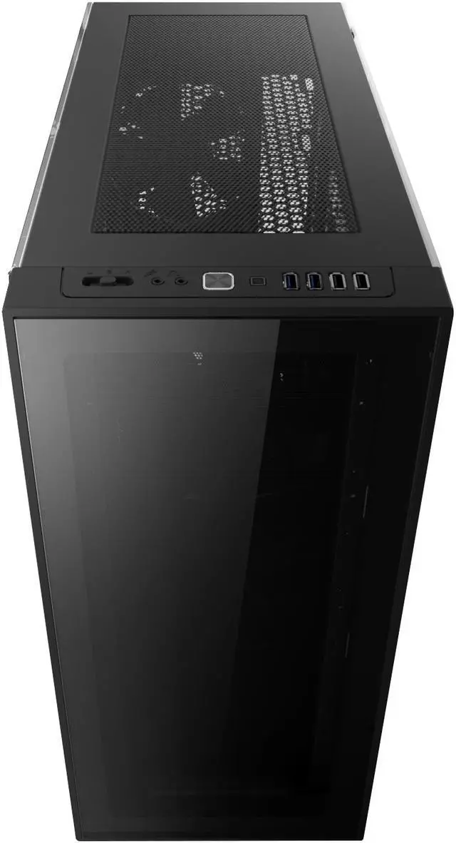 Alt view image 7 of 7 - anidees AI-Crystal-Lite Tempered Glass Mid Tower Gaming Computer Case, Fan Less Version - Black