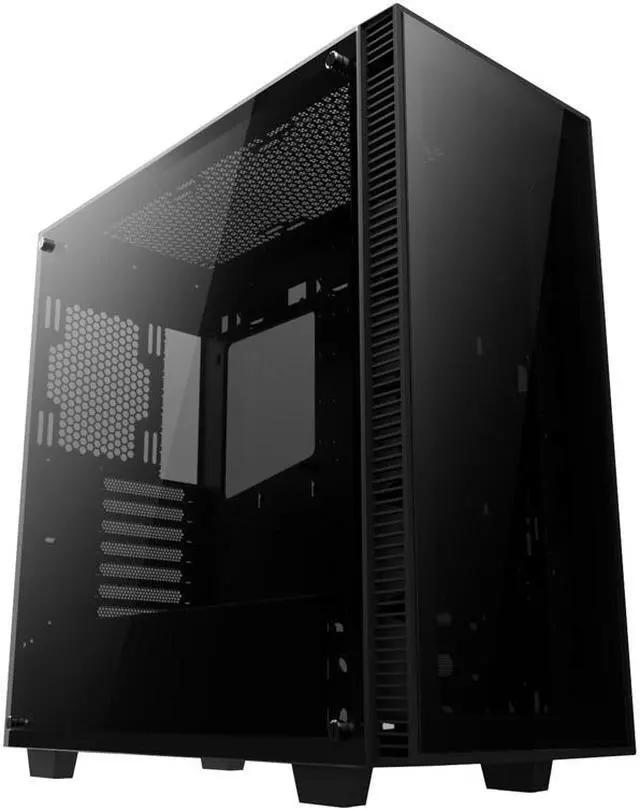 Main image of anidees AI-Crystal-Lite Tempered Glass Mid Tower Gaming Computer Case, Fan Less Version - Black
