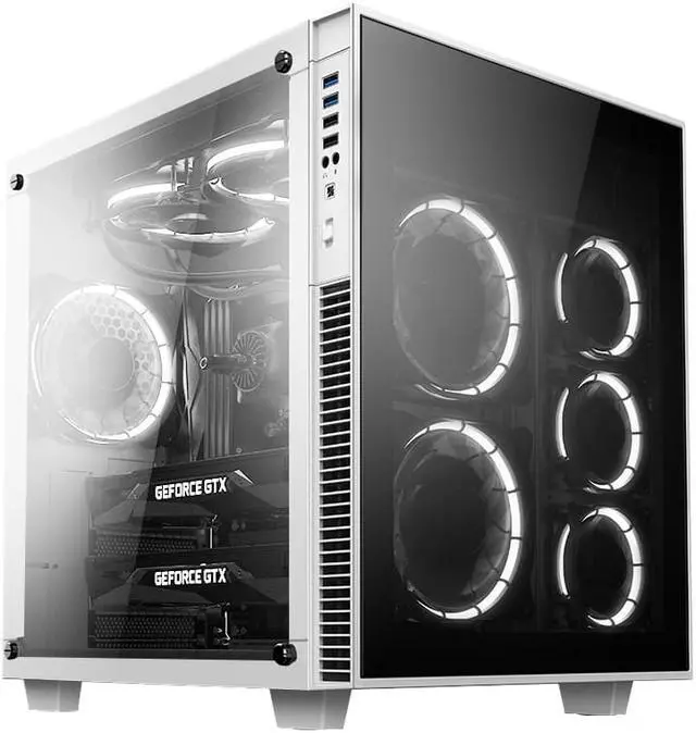 Alt view image 2 of 7 - anidees AI-CL-Cube-W Lite Cube ATX Tempered Glass Gaming Case, Compatible with EATX/ATX M/B - White version