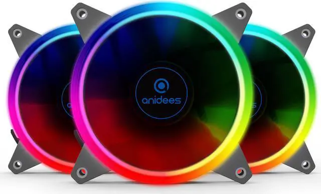 Main image of anidees AI Aurelola 120 mm RGB Fan for Case Fan , CPU Cooler Fan, Water Cooling Fan, 3 pack set with Remote controller - RGB