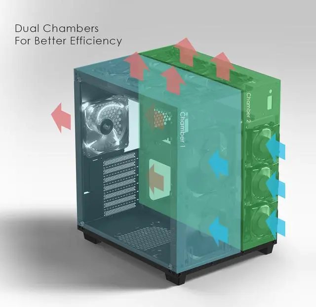 Alt view image 3 of 7 - anidees AI Crystal Cube ATX Tempered Glass PC Gaming Case with 5 x AI AUREOLA RGB Fans , Support 280/240 Radiator - Black RGB AI-CRYSTAL-CUBE-AR
