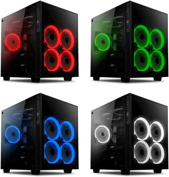 Alt view image 2 of 7 - anidees AI Crystal Cube ATX Tempered Glass PC Gaming Case with 5 x AI AUREOLA RGB Fans , Support 280/240 Radiator - Black RGB AI-CRYSTAL-CUBE-AR