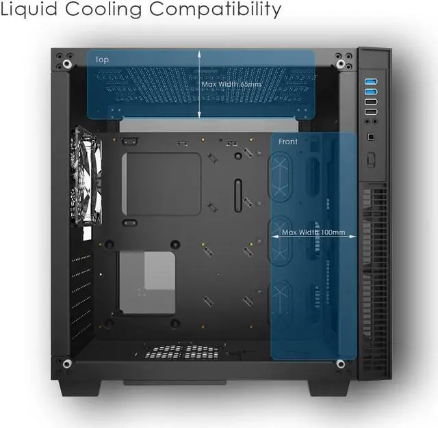 Alt view image 5 of 7 - anidees AI Crystal Cube ATX Tempered Glass PC Gaming Case with 5 x AI AUREOLA RGB Fans , Support 280/240 Radiator - Black RGB AI-CRYSTAL-CUBE-AR
