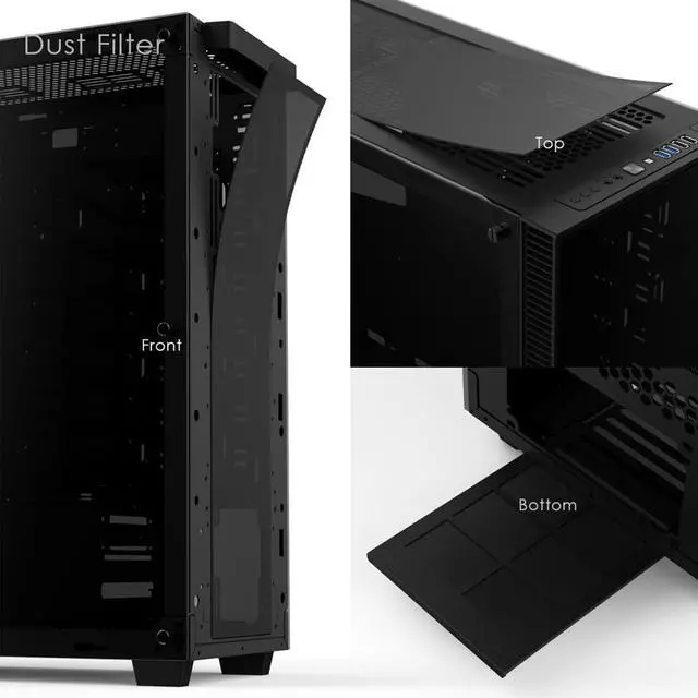 Alt view image 6 of 7 - Anidees AI Crystal 480/360 Radiator XL Lite - ATX Full Tower Case - Black
