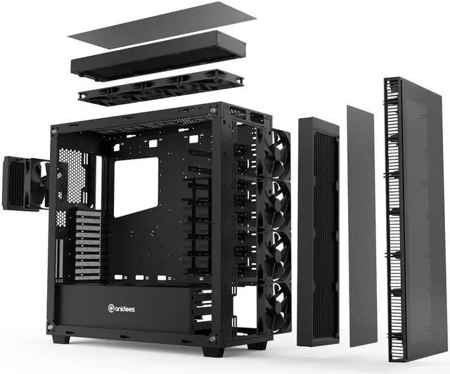 Alt view image 2 of 7 - Anidees AI Crystal 480/360 Radiator XL Lite - ATX Full Tower Case - Black