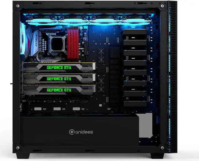 Alt view image 2 of 7 - anidees AI Crystal 480/360 Radiator XL Lite with 4 RGB Fans - ATX Full Tower Case - Black