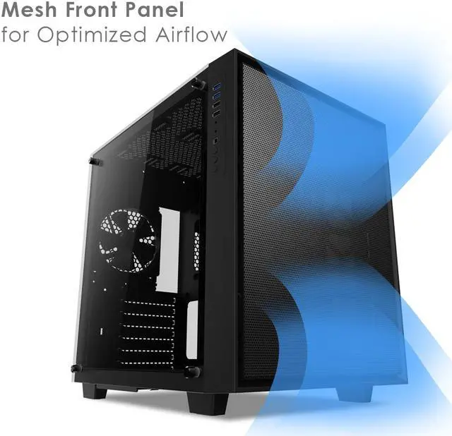 Alt view image 4 of 7 - anidees AI Crystal Cube <Mesh Front Panel> Dual Chamber Tempered Glass EATX /ATX PC Gaming Case with 5 RGB Fans / 2 LED Strips Mesh version - Black AI-CL-CUBE-MAR