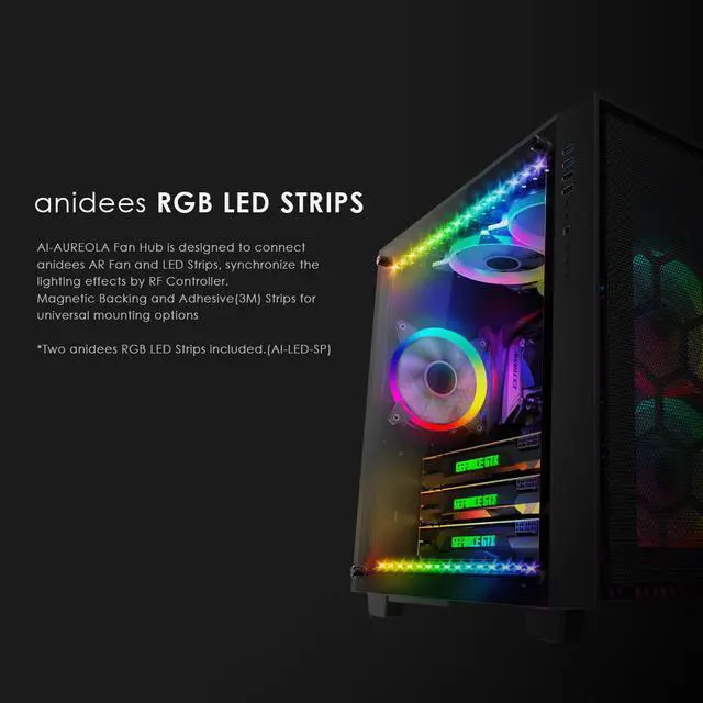 Alt view image 3 of 7 - anidees AI Crystal Cube <Mesh Front Panel> Dual Chamber Tempered Glass EATX /ATX PC Gaming Case with 5 RGB Fans / 2 LED Strips Mesh version - Black AI-CL-CUBE-MAR