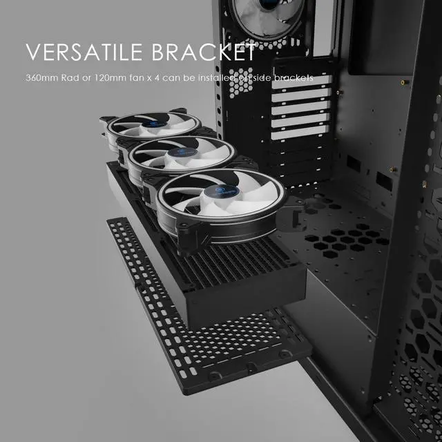 Alt view image 2 of 7 - Anidees AI Crystal XL PRO LITE ver. Full Tower Tempered Glass XL-ATX/E-ATX/ATX Gaming Case Support 480/360 Radiator,  - Black AI-XL-PRO-LITE