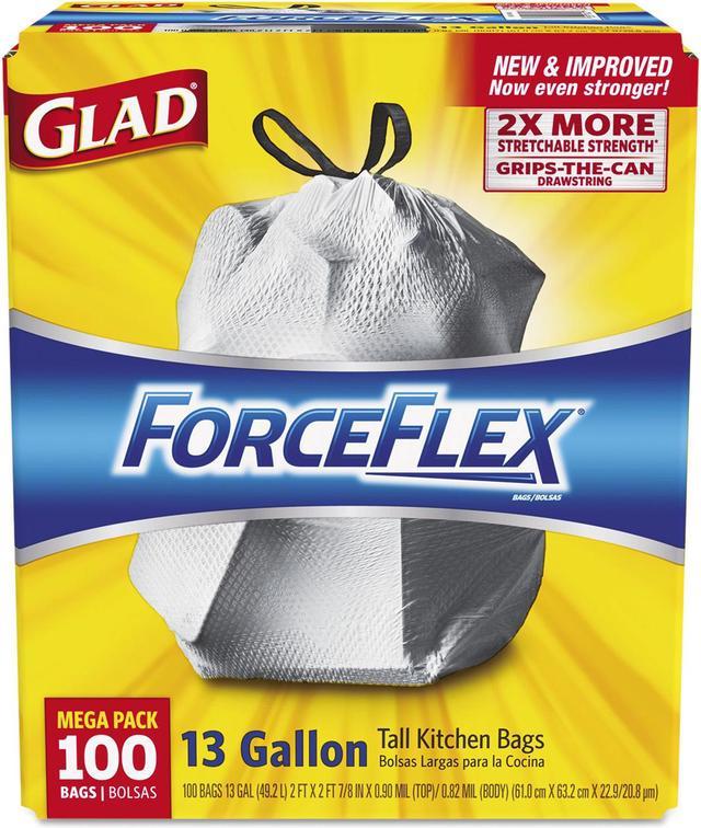 100 pk. - Glad ForceFlex Tall Kitchen Drawstring Trash Bags