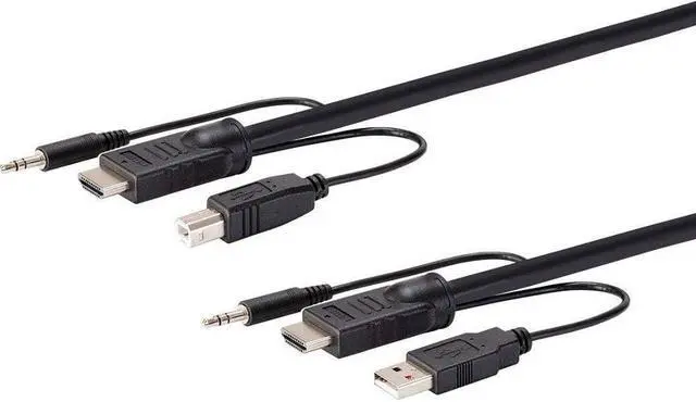 Alt view image 8 of 13 - Monoprice HDMI USB 3.5mm Audio Combo Cable - 10 Feet, 4K@60Hz, HDR, for KVM Switches - Switch Series