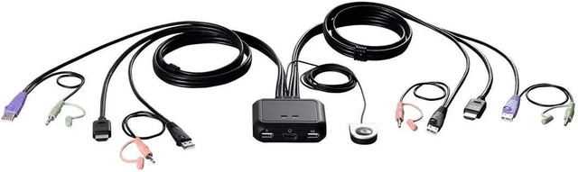 Alt view image 6 of 6 - Monoprice 2-Port USB HDMI/Audio Cable KVM Switch with Remote Port Selector, 1920x1200 and 1080p, Support Windows, Mac OS X, and Linux