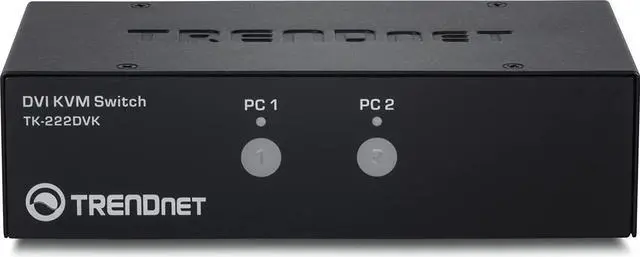 Alt view image 7 of 7 - TRENDnet 2-Port DVI KVM Switch with Audio, Manage Two PC's, Hot-Keys, USB 2.0, Metal Housing, Use with a DVID-D Monitor, TK-222DVK