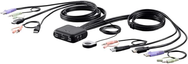 Main image of Monoprice 2-Port USB HDMI/Audio Cable KVM Switch with Remote Port Selector, 1920x1200 and 1080p, Support Windows, Mac OS X, and Linux