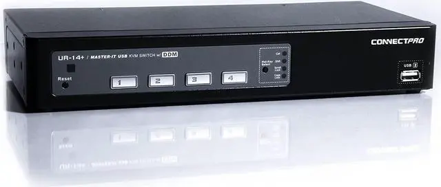 Main image of ConnectPro UR Series Kit USB VGA KVM Switch w/DDM & Multi-hotkey (4 Port, 10 ft)