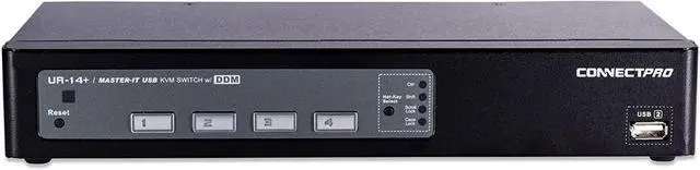 Alt view image 2 of 3 - ConnectPro UR Series Kit USB VGA KVM Switch w/DDM & Multi-hotkey (4 Port, 10 ft)
