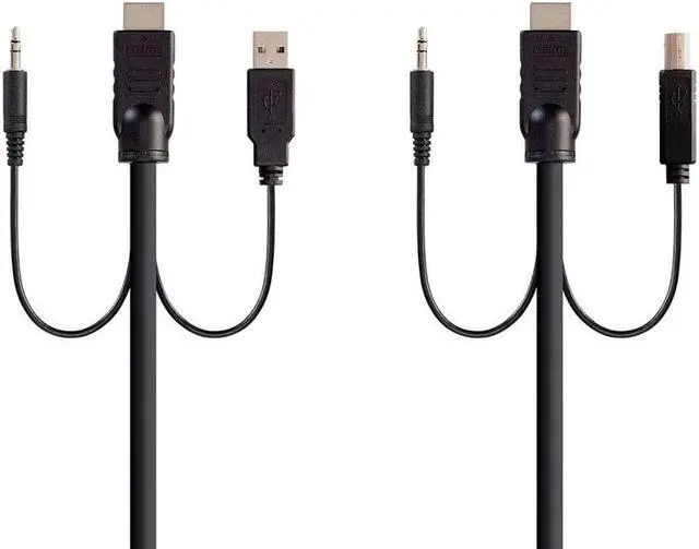 Alt view image 7 of 13 - Monoprice HDMI USB 3.5mm Audio Combo Cable - 10 Feet, 4K@60Hz, HDR, for KVM Switches - Switch Series