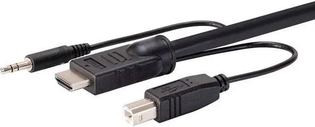 Alt view image 9 of 13 - Monoprice HDMI USB 3.5mm Audio Combo Cable - 10 Feet, 4K@60Hz, HDR, for KVM Switches - Switch Series