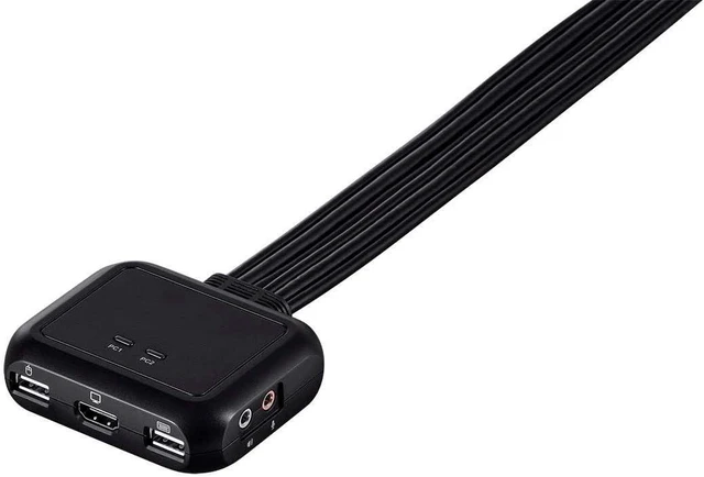 Alt view image 3 of 6 - Monoprice 2-Port USB HDMI/Audio Cable KVM Switch with Remote Port Selector, 1920x1200 and 1080p, Support Windows, Mac OS X, and Linux