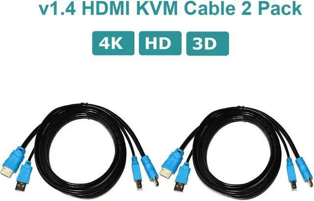 Alt view image 6 of 7 - MT-VIKI 2 Pack USB KVM Cable - 6ft, 4K HDMI USB A/B Twin Cord for Standard KVM Switch