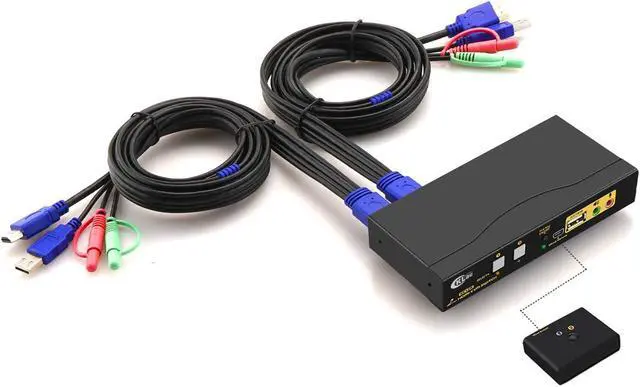 Main image of CKLau 4Kx2K@60Hz 2 Port KVM HDMI Switch with Audio and Cable, Dual Port KVM Switch HDMI for 2 Computers Sharing Keyboard Mouse Monitor and USB 2.0 Peripheral Support HDMI 2.0, HDR 10, EDID