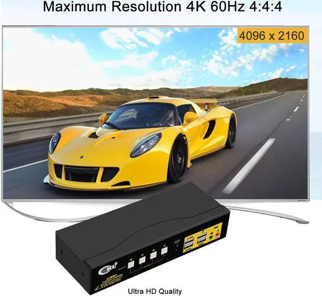 Alt view image 4 of 7 - CKL KVM Switch Dual Monitor DisplayPort 4 Port 4K 60Hz 4:4:4, 4x2 DP KVM Switch with Audio and USB 2.0 HUBs (CKL-642DP)