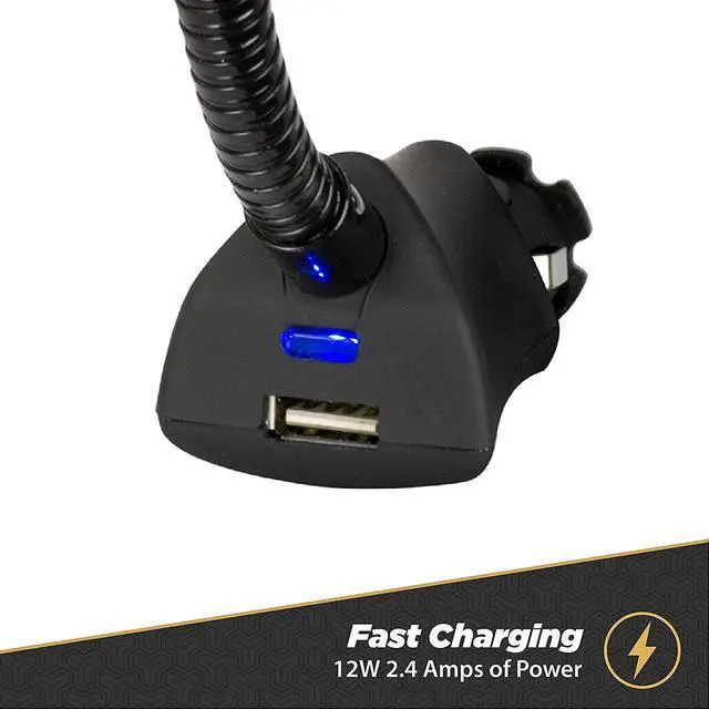 Alt view image 2 of 6 - Universal 12V Car Phone Mount with USB Charger Phone Holder with Cigarette Lighter Adapter for 12V Socket Plug-In Flexible Gooseneck Adjustable Cradle for iPhone & Android Cell Phones