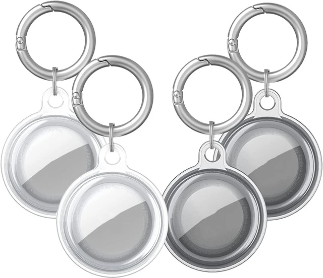 Main image of Selyobo Airtag Case, 4 Pack Airtag Keychain Holder Silicone Air Tag Holder Keychain Lightweight Soft Anti-Lost Airtag Dog Collar Holder Anti-Scratch Protective Waterproof Airtags Case, Black+White