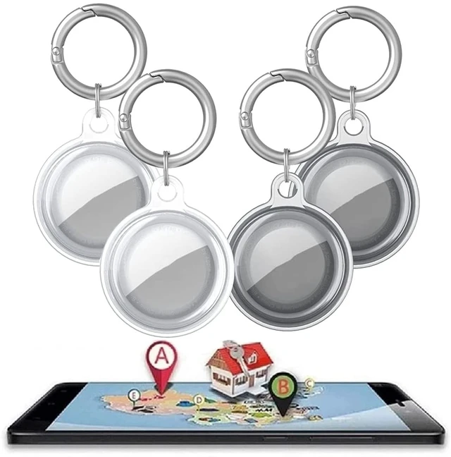 Alt view image 3 of 7 - Selyobo Airtag Case, 4 Pack Airtag Keychain Holder Silicone Air Tag Holder Keychain Lightweight Soft Anti-Lost Airtag Dog Collar Holder Anti-Scratch Protective Waterproof Airtags Case, Black+White