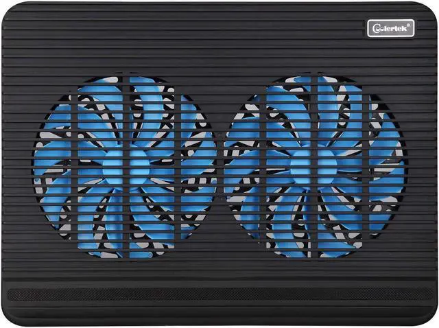 Alt view image 2 of 7 - Laptop Cooling Pad, Coolertek USB Powered Laptop Cooler, 2 Blue Silent Big Fans, Height Adjustable Non-Slip Laptop Stand with Dual USB 2.0 Ports, Fits 11-17 Inch Notebook - Black (N2)