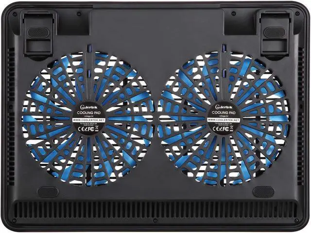 Alt view image 3 of 7 - Laptop Cooling Pad, Coolertek USB Powered Laptop Cooler, 2 Blue Silent Big Fans, Height Adjustable Non-Slip Laptop Stand with Dual USB 2.0 Ports, Fits 11-17 Inch Notebook - Black (N2)