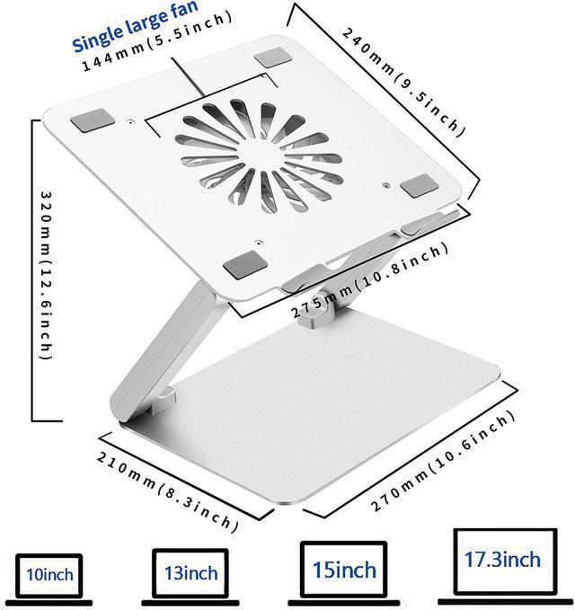 Alt view image 2 of 7 - SOUNDANCE Laptop Cooling Pad with Low-Noise Fan and 3.0 USB Hubs, Ventilated Laptop Cooler Prevent Overheating, Ergonomic Laptop Stand Support Up to 17 Gaming Notebook Computer, Aluminum