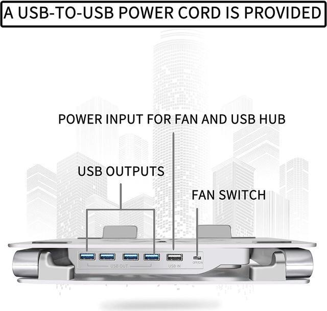 Alt view image 5 of 7 - SOUNDANCE Laptop Cooling Pad with Low-Noise Fan and 3.0 USB Hubs, Ventilated Laptop Cooler Prevent Overheating, Ergonomic Laptop Stand Support Up to 17 Gaming Notebook Computer, Aluminum