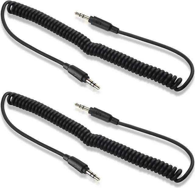 Alt view image 5 of 5 - 2-Pack Coiled 3.5mm Male to Male Stereo Audio Cable - Stretches from 2 to 4 Feet