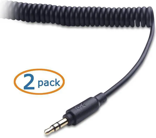 Alt view image 2 of 5 - 2-Pack Coiled 3.5mm Male to Male Stereo Audio Cable - Stretches from 2 to 4 Feet