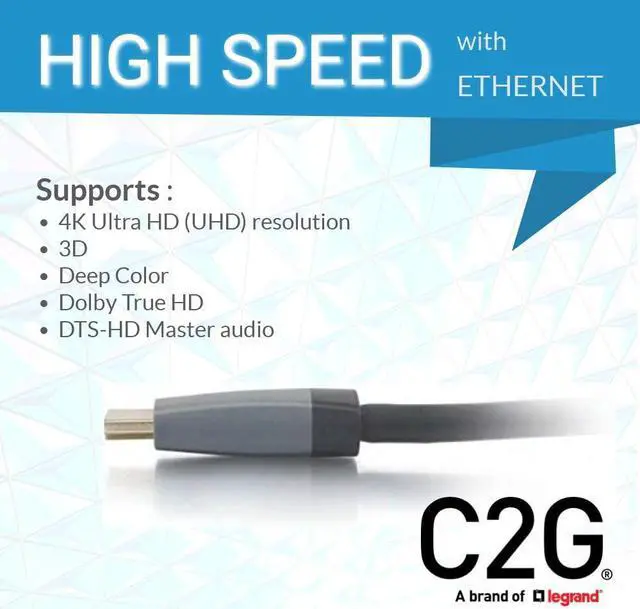 Alt view image 13 of 18 - C2G 50635 Select Standard Speed HDMI Cable with Ethernet M/M, in-Wall CL2-Rated (40 Feet, 12.19 Meters)
