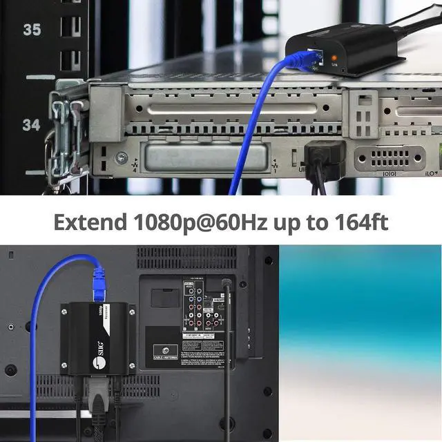 Alt view image 3 of 7 - SIIG 1080p HDMI Extender Over Cat5e/6 165ft - HDMI Ethernet Extender, IR Extension, Low Latency, Mount Bracket, TX & RX Balun Kit (CE-H26111-S1)
