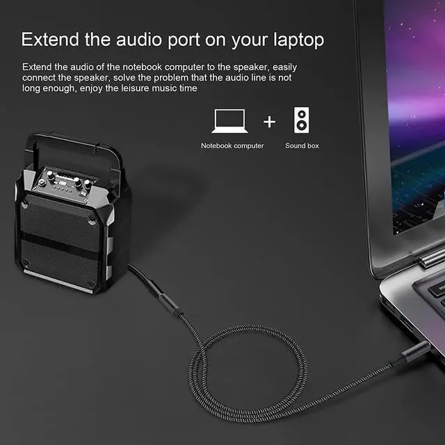 Alt view image 5 of 7 - 10FT/3Meter 3.5mm Extension Cable Audio Male to Female Stereo Extension Adapter Nylon Braided Cord Compatible for Home/Car Stereos Smartphones Headphones Tablets Media Players and More
